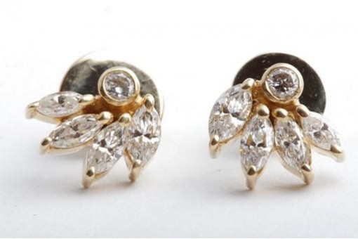 Brillant Diamant Ohrringe Ohrstecker 0,8ct 585 14K Gelbgold Länge 1cm