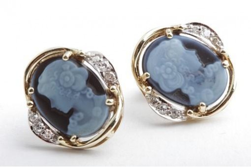 Gemmen Diamant Ohrringe Ohrstecker 585 14K Gelb Gold Länge 1,5cm