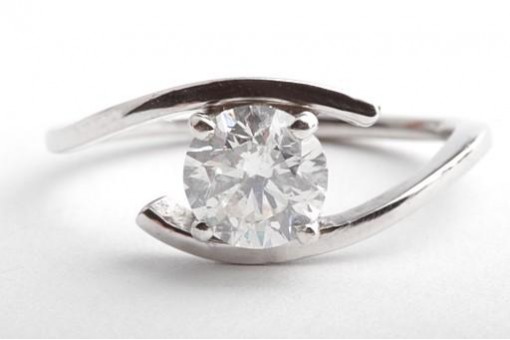 Brillantring Solitär 1,01ct Einkaräter F Si2 Expertise 585 Weißgold 51
