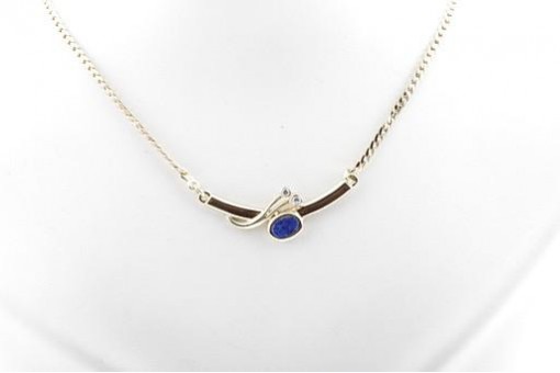 Collier Lapis Lazuli Kristall 585 14k Gelb Gold Gold Länge 44 cm