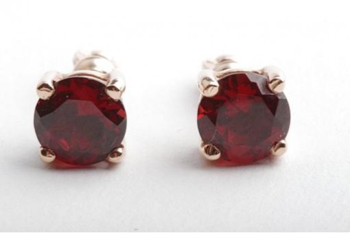 Granat Ohrringe Schraubverschluss in aus 585 14 Kt Rose Rot Gold