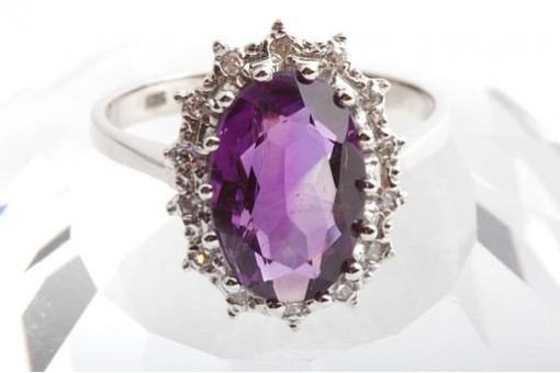 Amethyst Diamant Ring 585 14K Weiß Gold Gr. 55