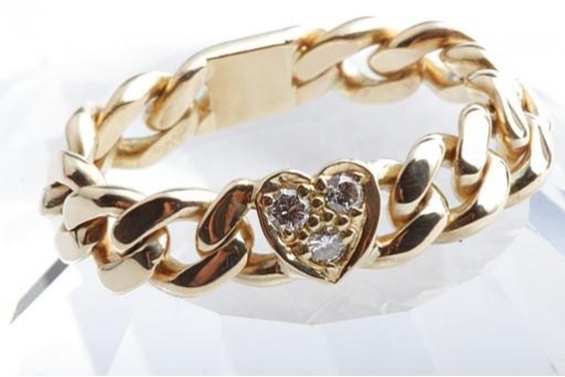 Ketten Brillant Diamant Ring 750 18K Gelb Gold Gr. 56
