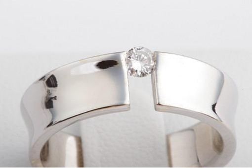 Brillant Diamant Solitär Spannring 0,10ct Weiß Vsi 585 Weißgold 54 17,2mm