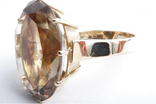Rauchtopas Ring 585 14K Gelb Gold Gr. 53