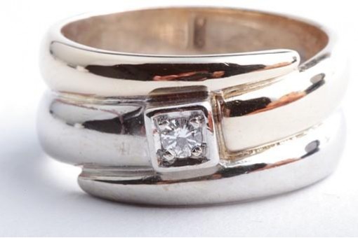 Brillant Diamant Ring Solitär 0,08ct 585 14K Bicolor Gold Gr. 56