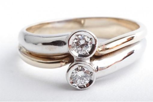 Brillant Diamant Ring 585 14K Bicolor Gold Gr. 55