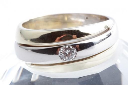 Brillant Diamant Ring Solitär 0,14ct 585 14K Bicolor Gold Gr. 54