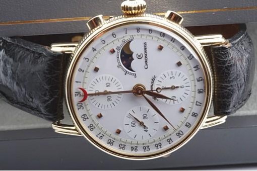 Chronoswiss Lunar Chronograph 750 18K Gelb Gold Automatik Full-Set v. 1993