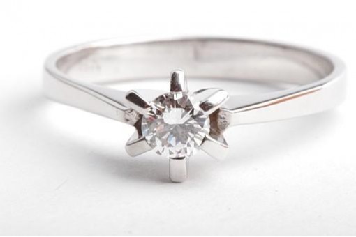 Solitär Brillant Diamant 0,25ct Ring 585 14K Weiß Gold Gr. 55