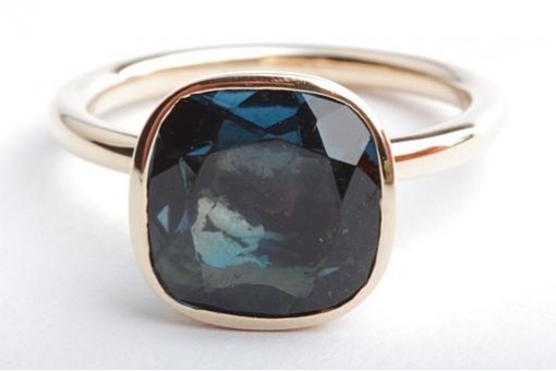Solitär Blautopas Ring 750 18K Gelb Gold Gr. 52 Topas