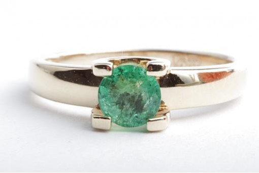 Solitär Smaragd Ring 585 14K Gelb Gold Gr. 54