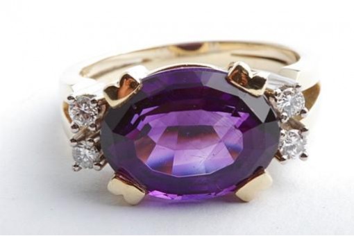 Amethyst Brillant Diamant Ring 750 18K Gelb Gold Gr. 52