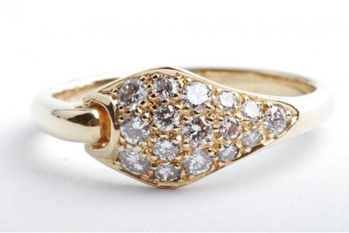 Designer Brillant Diamant 0,52ct Ring 750 18K Gelb Gold Gr. 63