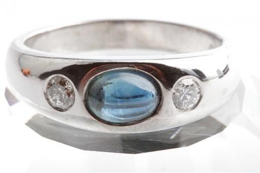 Ring Saphir Brillanten Diamant 750 18K Weiß Gold Gr. 56