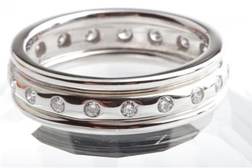 Memory Brillant Diamant Ring 585 14K Weiß Gold Gr. 59