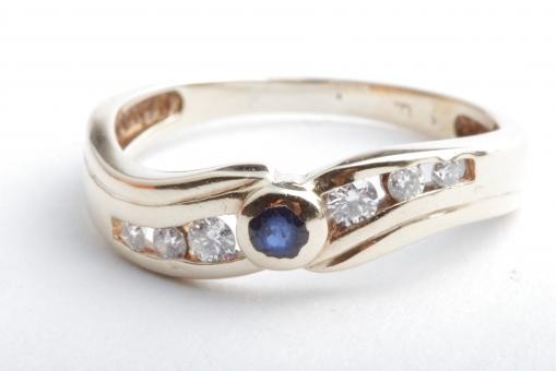Saphir Brillant Diamant Ring 585 14K Gelb Gold Gr. 57