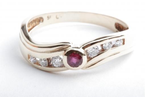 Rubin Brillant Diamant Ring 585 14K Gelb Gold Gr. 57