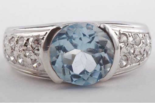 Topas Ring 585 Weiß Gold 14k Ringgröße 55 Top!