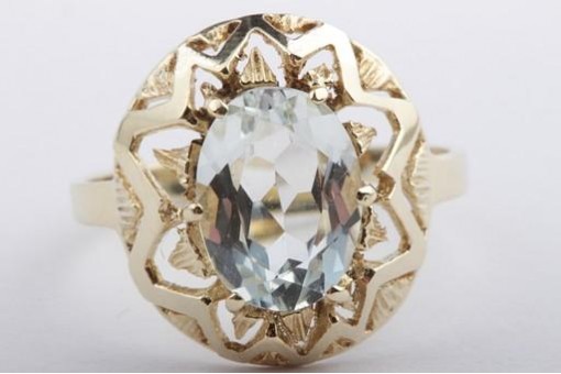 Ring Aquamarin 585 14k Gelb Gold yellow gold aquamarine Top!