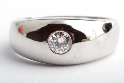 Solitär Brillant Diamant Herren Ring 0,33ct 585 er 14K Weißgold 61