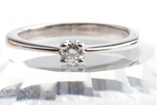 Solitär Brillant Diamant Ring 585 14K Weiß Gold Gr. 50 Christ