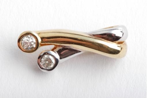 Brillant Diamant Anhänger 585 14K Bicolor Gold Länge ca. 1,0cm