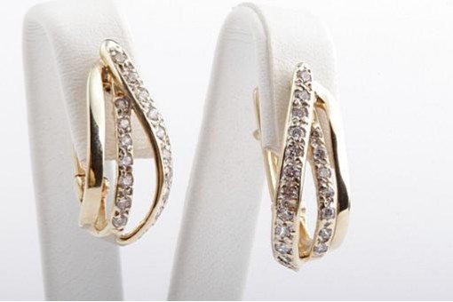 Ohrringe 585 Gelb gold 14K L&auml;nge 2 cm Klappverschluss