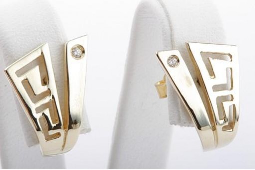 Ohrringe Ohrstecker Kristall 585 14kt Gelb gold L&auml;nge 1,4 cm