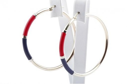 Ohrringe H&auml;nger 585 Gelb Gold Emaille Durchmesser 3,8 cm Top!