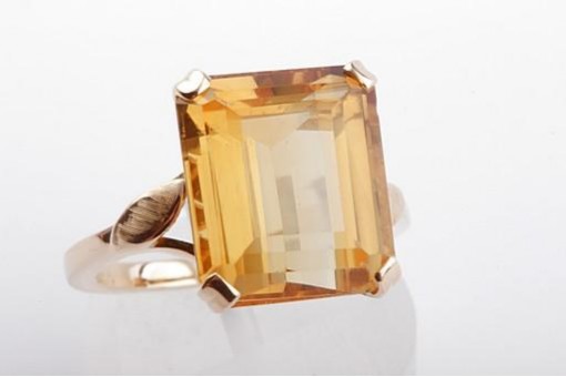 Ring Citrin 13 x 11 mm 750 18K Ros&eacute; Gold Gr. 53 Top!