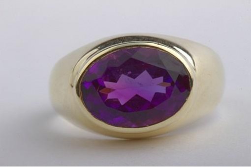 Ring Amethyst 585 14K Gelb Gold feine Handarbeit Gr 47 Top!