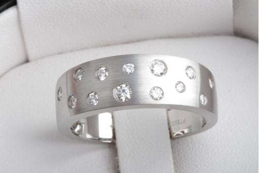 Designer Brillant Diamant Ring 950 Platin Gr. 63 0,30ct mattiert