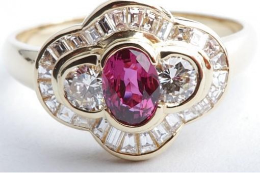 Rubin 0,84ct Brillant Diamant 1,06ct Ring 750 18K Gelb Gold Gr. 62