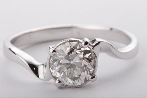 Brillant Diamant Ring 1ct antik 14kt 585 Wei&szlig;gold Altschliff Solit&auml;r