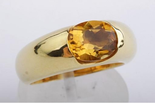 Ring mit Citrin 9,0x7,1mm 750 18Kt Gelb Gold 10 Gramm schwer Gr 53 Neu