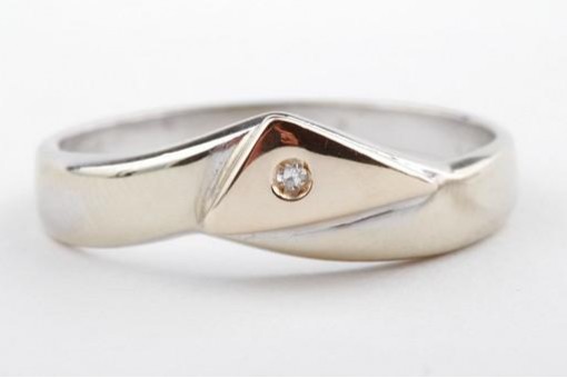 Brillant Diamant Ring 585 er 14k Bicolor Gold Gr&ouml;sse 54 Top!