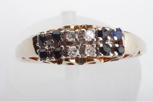 Saphirring 333 er 8k Gelbgold Diamanten Gr55