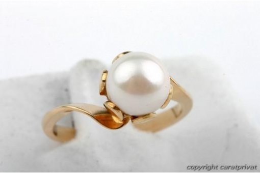 Perlen Ring 750 er 18k Gelb Gold 8,5mm Durchmesser Top!
