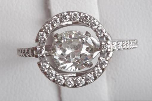 Designer beweglicher Diamant Ring 1,58ct Altschliff 750 18K Wei&szlig;gold Gr. 52
