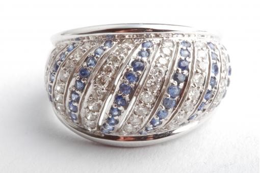 Ring Saphir Brillant Diamant 750 18K Wei&szlig; Gold Gr. 56