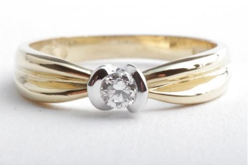 Diamant Brillantring 0,12ct 750 18K Gelbgold Gr. 54 17,2mm