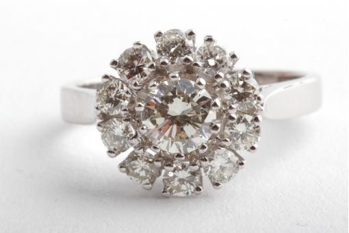 Brillant Diamant Ring 750 18K Wei&szlig; Gold Gr. 54