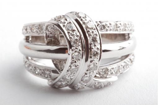 Brillant Diamant Ring 750 18K Wei&szlig; Gold Gr. 56 Schleife