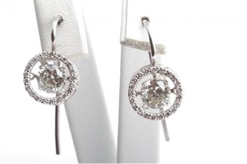 Diamant Ohrringe beweglich 2,02ct Ohrh&auml;nger Altschliff 750 18K Wei&szlig;gold L&auml;nge