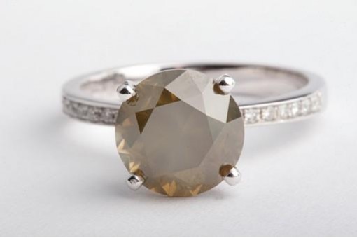 Brillant Ring 4,05ct Fancy Dark Brown Greenish Yellow GIA Expertise