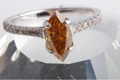Diamantring 1,8ct Natural Fancy Deep Brownish Orangy Yellow GIA Expertise