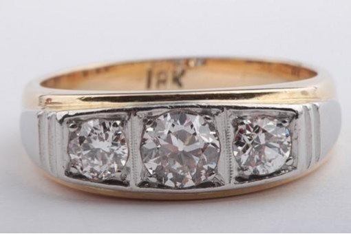 Diamant Ring 1ct Diamanten Brillant antik 750 18k Bicolor Gold Altschliff