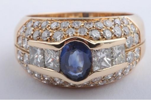Saphir Ring 750 18K Gelbold Diamant Brillanten Safire Ringgr. 54