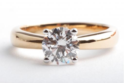 Brillant Ring 1ct Labgrown 750 18K Gelb Gold Gr. 50 Diamant